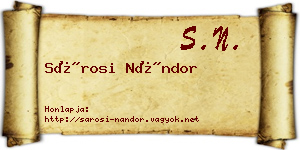 Sárosi Nándor névjegykártya